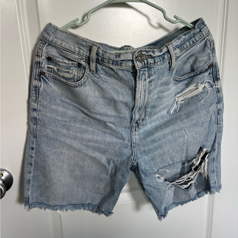 American Eagle Outfitters Light Blue Distressed Jean Shorts
